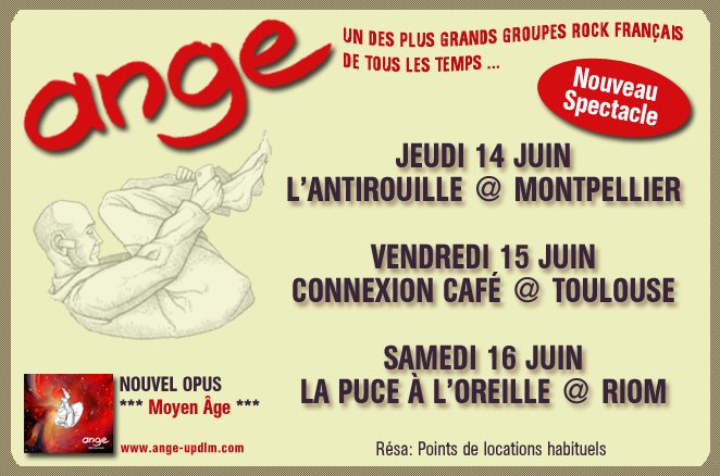 Nouveaux concerts de Ange